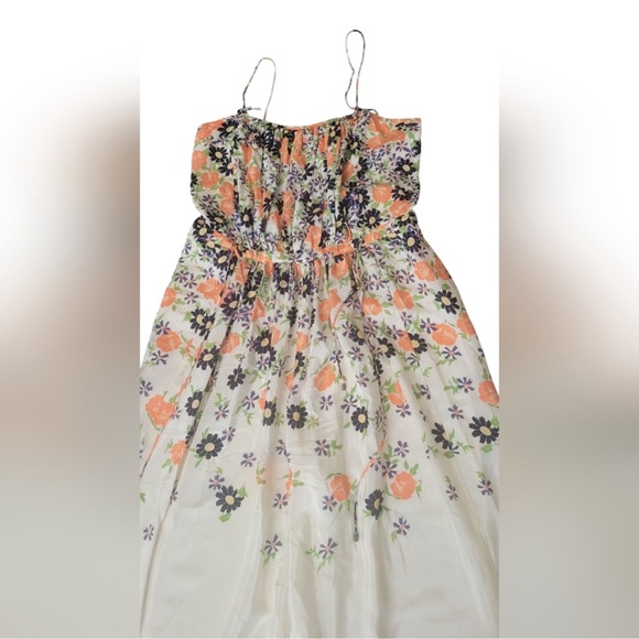 Elevenses Anthropologie Floral Silk Jumpsuit with Coral Accents - Picture 5 of 12